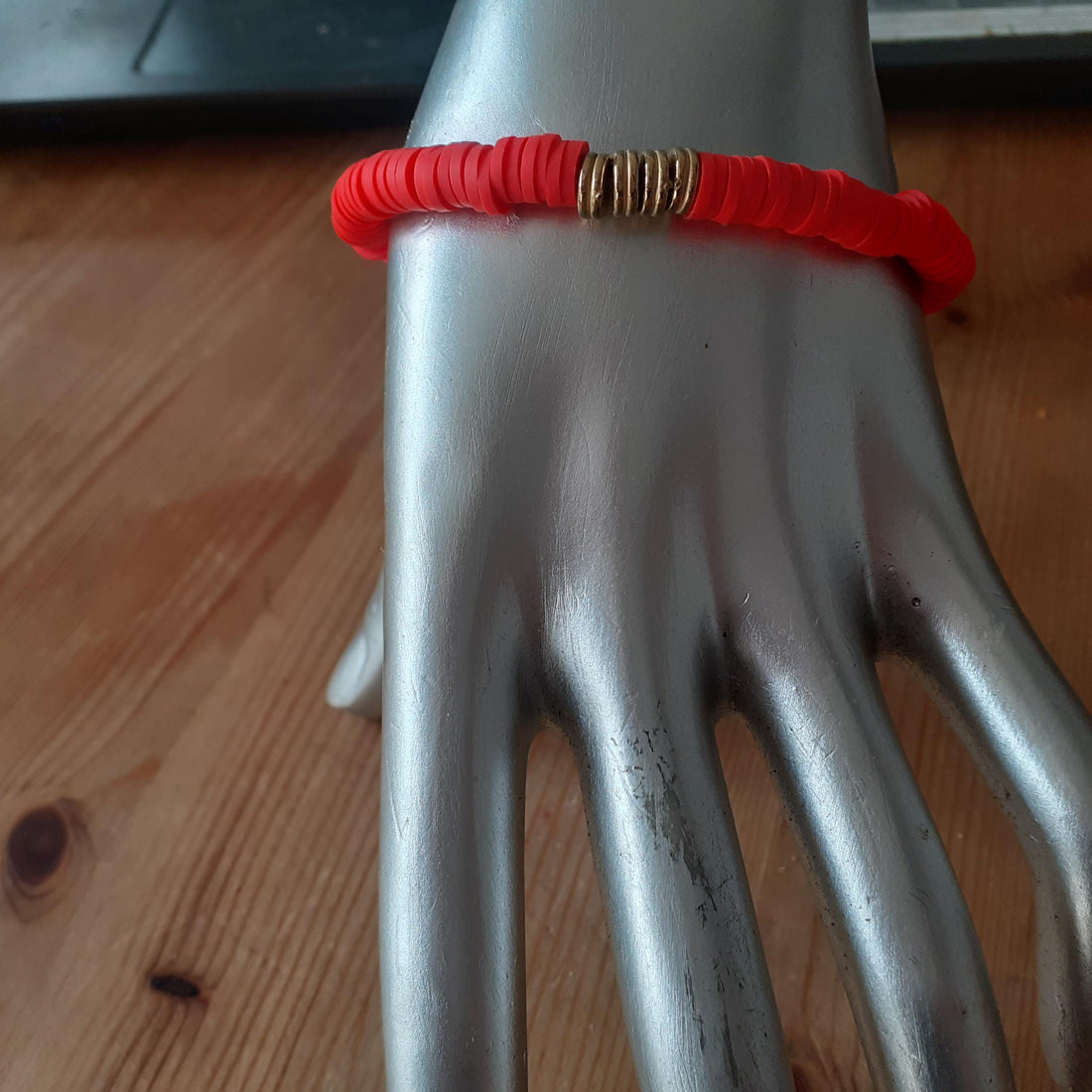 Valentine Heishi Bead Bracelet, Vinyl Disc Bracelet