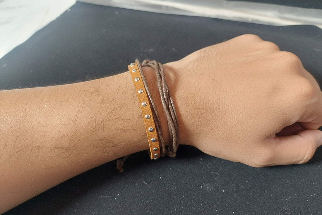 Men/Women Leather Bracelet with adjustable sliding knot
