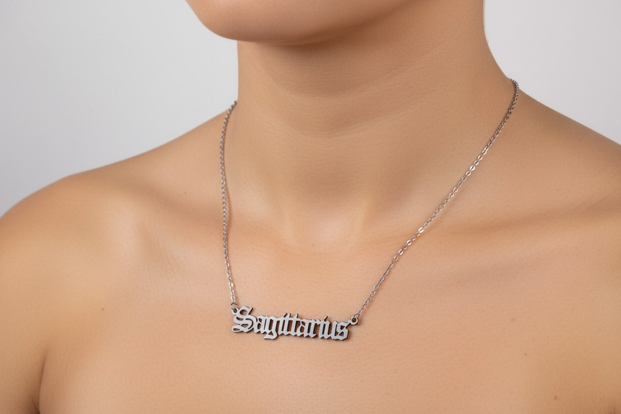 Sagittarius Necklace • Old English Zodiac Astrology Pendant