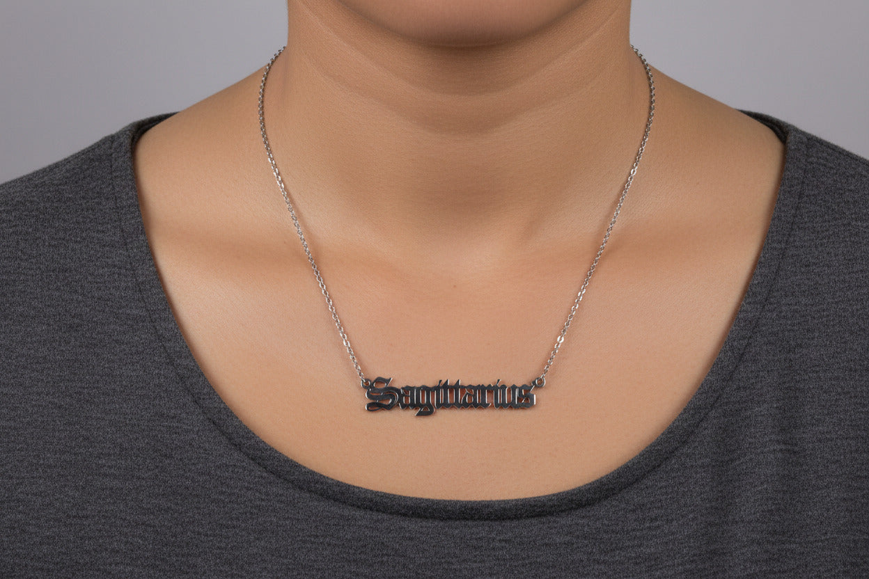Sagittarius Necklace • Old English Zodiac Astrology Pendant