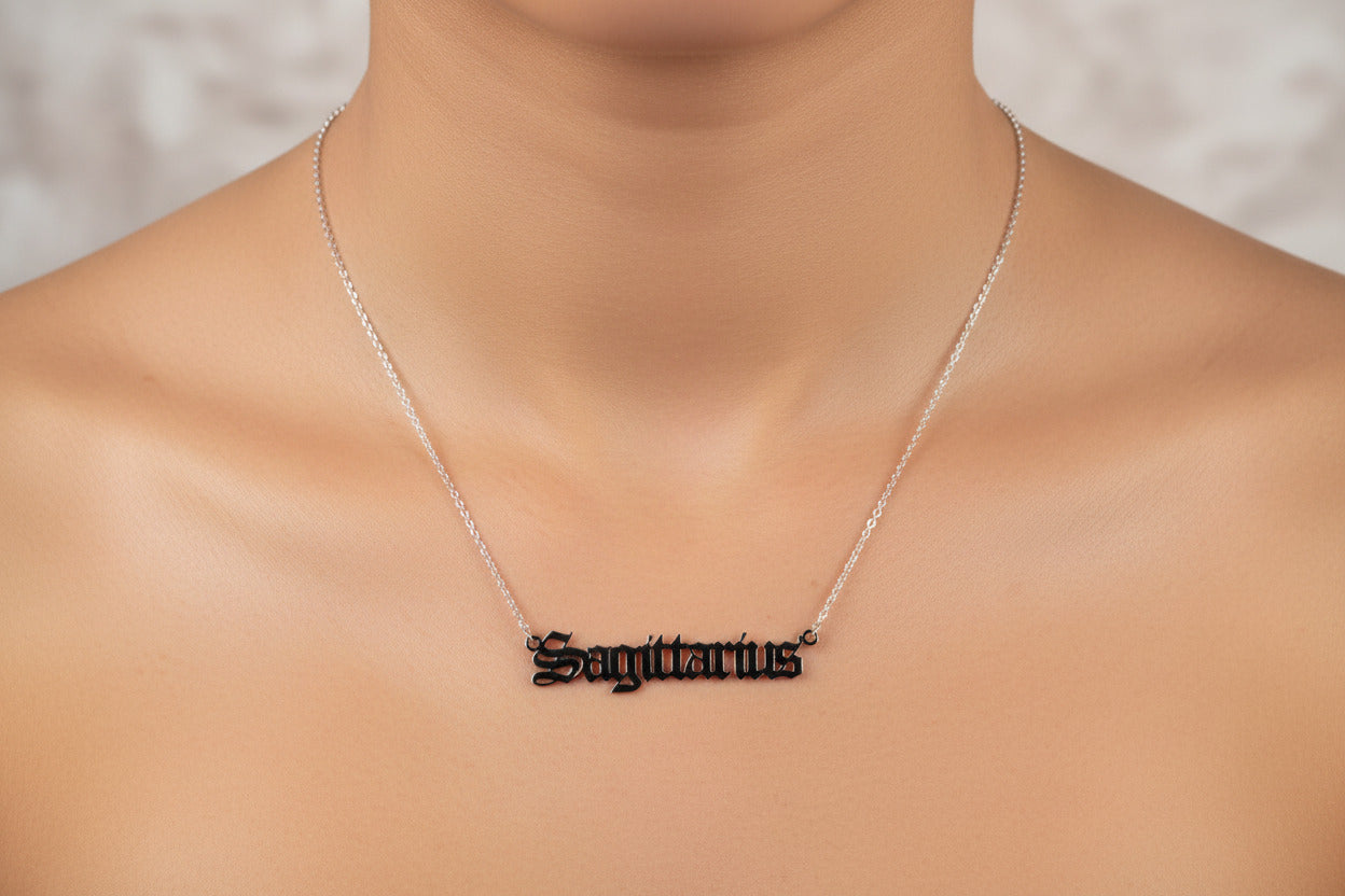 Sagittarius Necklace • Old English Zodiac Astrology Pendant