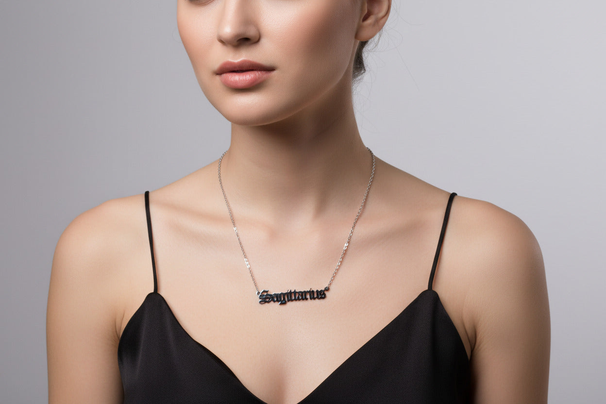 Sagittarius Necklace • Old English Zodiac Astrology Pendant