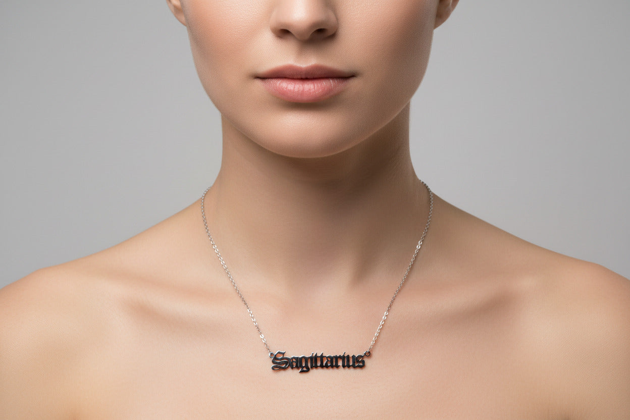 Sagittarius Necklace • Old English Zodiac Astrology Pendant