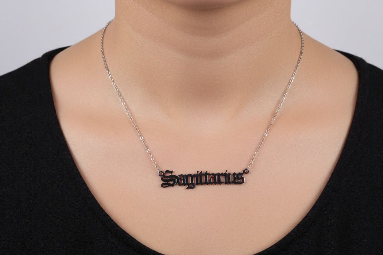 Sagittarius Necklace • Old English Zodiac Astrology Pendant