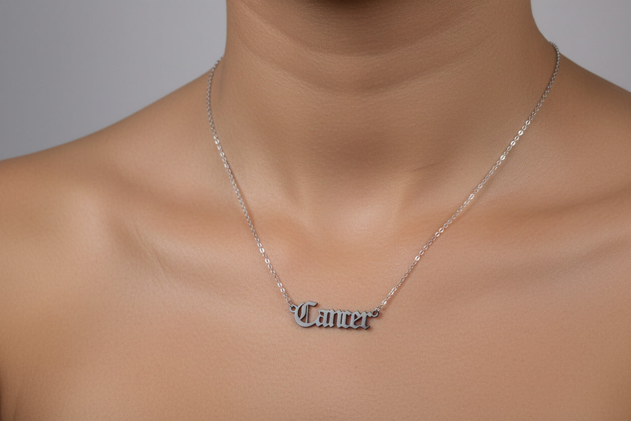 Cancer Zodiac Necklace • Old English Astrology Pendant