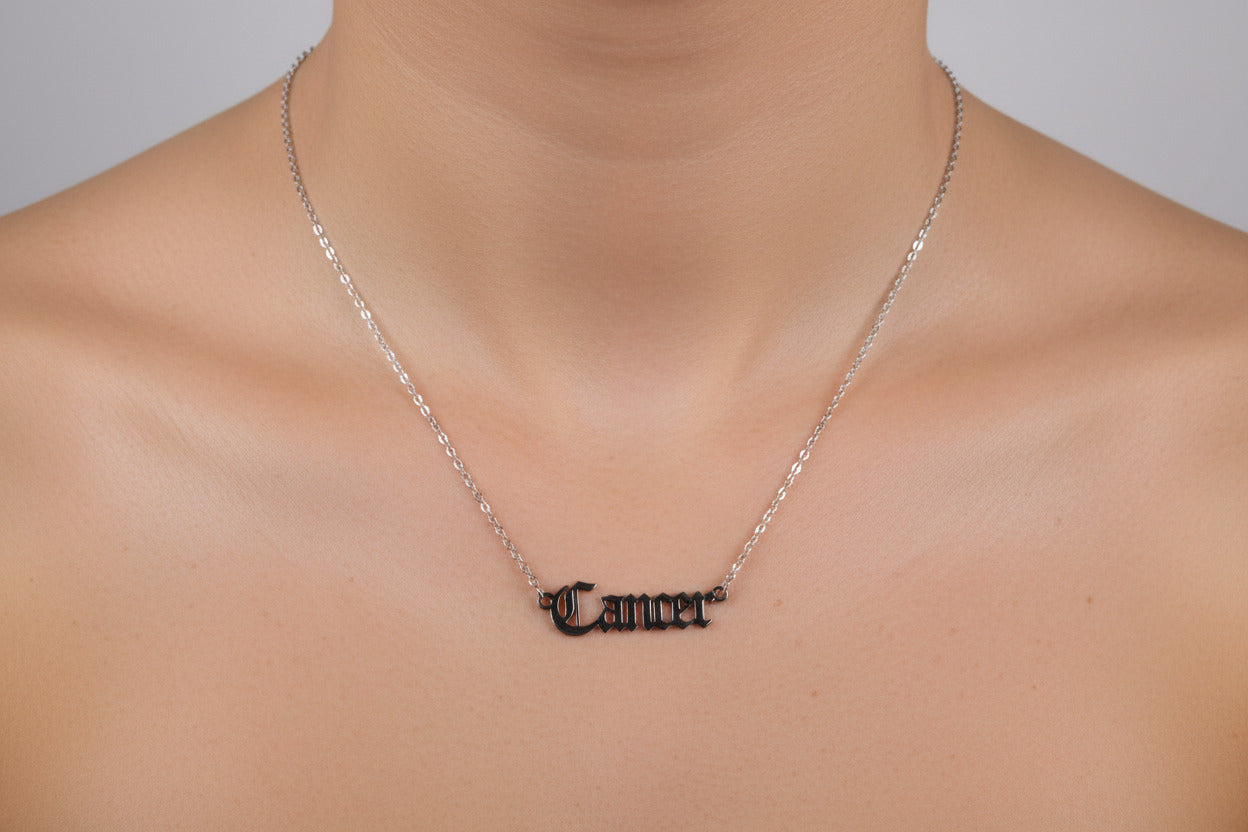 Cancer Zodiac Necklace • Old English Astrology Pendant