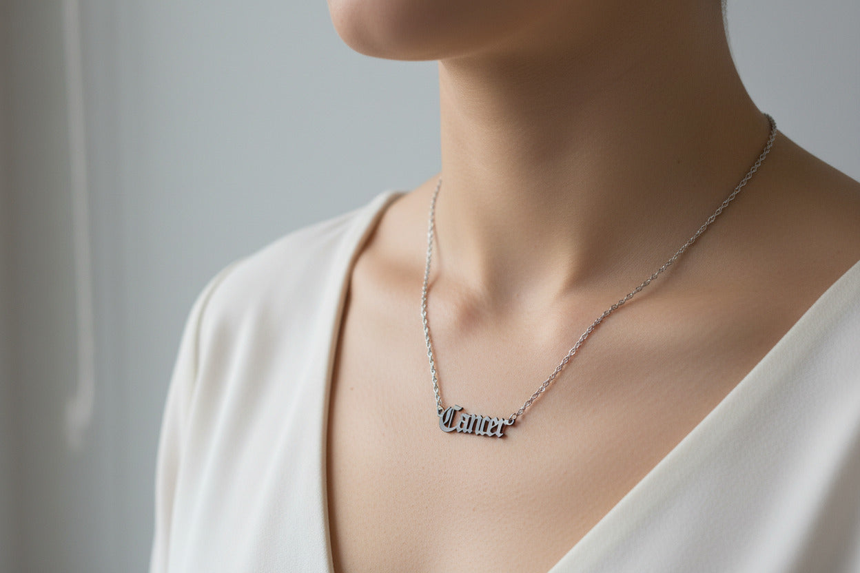 Cancer Zodiac Necklace • Old English Astrology Pendant