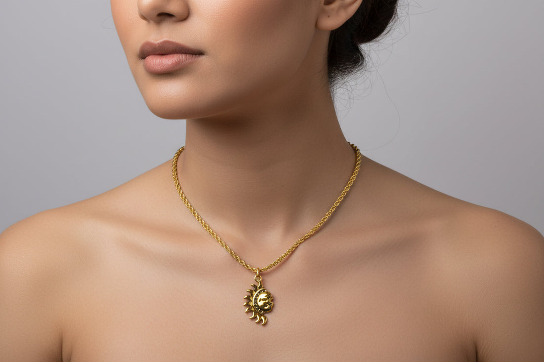 Gold Filled Sun Pendant Necklace • Celestial Boho Jewelry