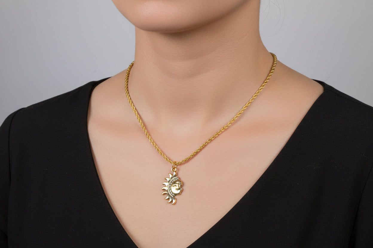Gold Filled Sun Pendant Necklace • Celestial Boho Jewelry
