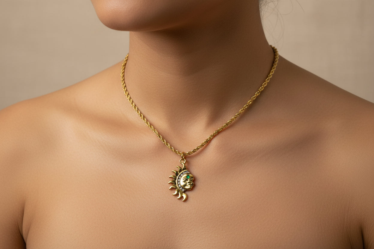 Gold Filled Sun Pendant Necklace • Celestial Boho Jewelry