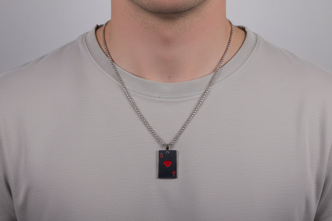 Ace of Hearts Pendant Necklace – Unisex Poker Card Jewelry