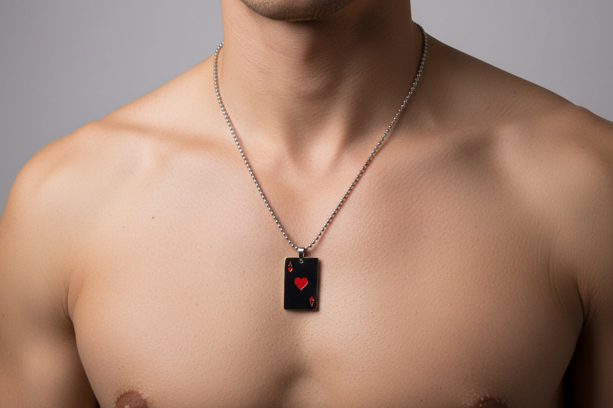 Ace of Hearts Pendant Necklace – Unisex Poker Card Jewelry