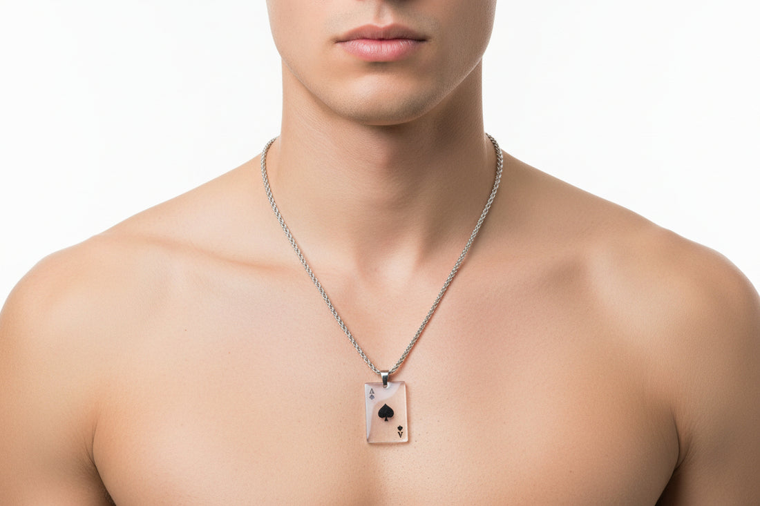 Ace of Spades Heart Pendant Necklace, Casino Jewelry Gift