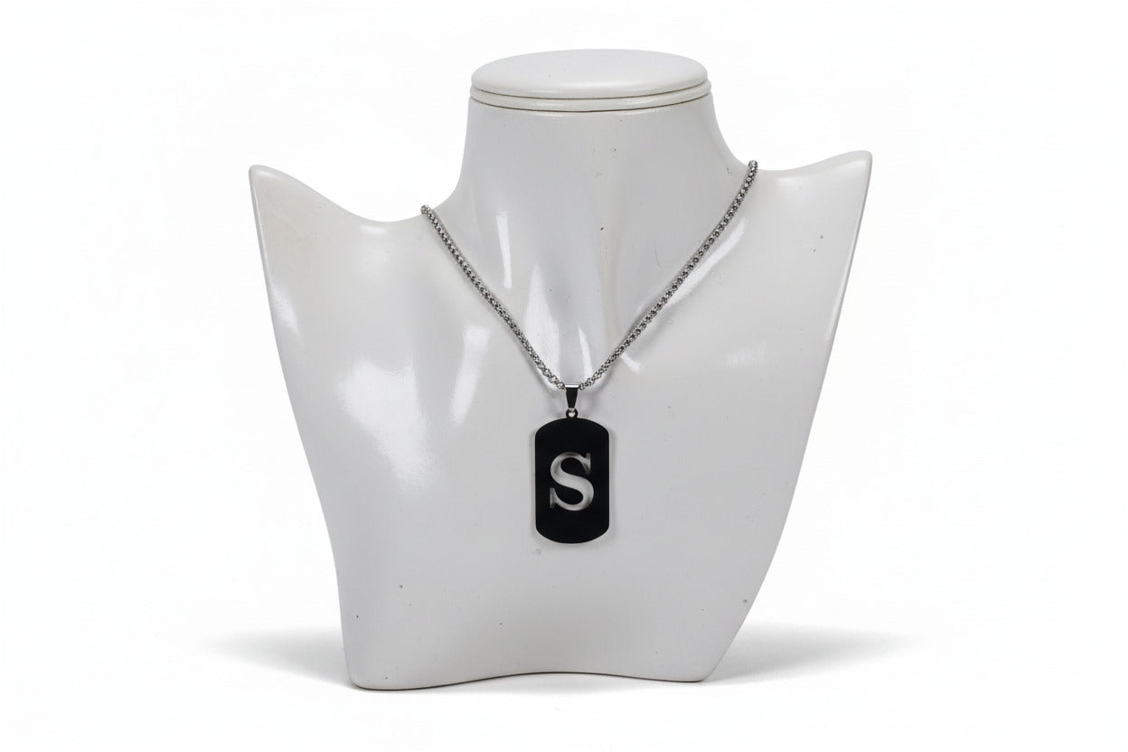 Letter S Initial Pendant – Stainless Steel Silver Alphabet Charm