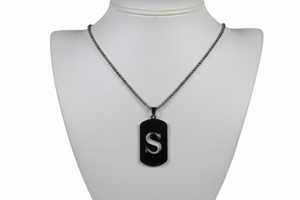 Letter S Initial Pendant – Stainless Steel Silver Alphabet Charm