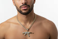 Iced AK-47 Pendant Necklace – 11mm Cuban Chain, Hip Hop Jewelry