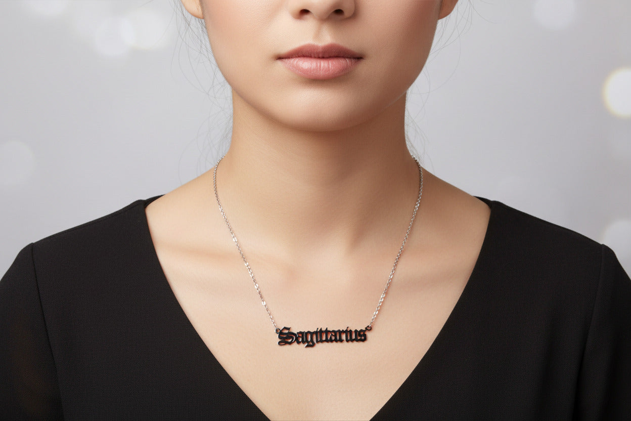 Sagittarius Necklace • Old English Zodiac Astrology Pendant