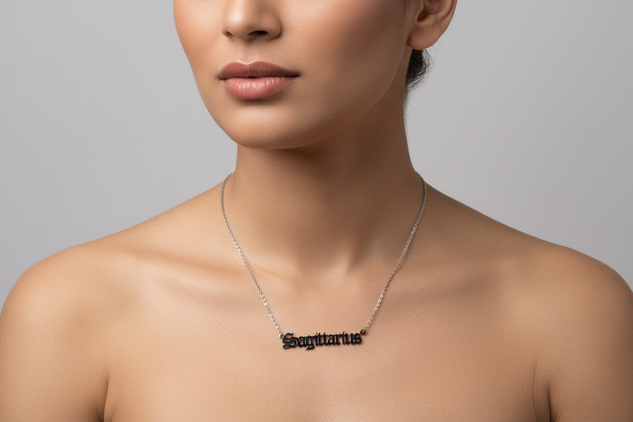 Sagittarius Necklace • Old English Zodiac Astrology Pendant