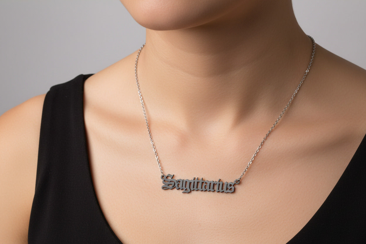 Sagittarius Necklace • Old English Zodiac Astrology Pendant
