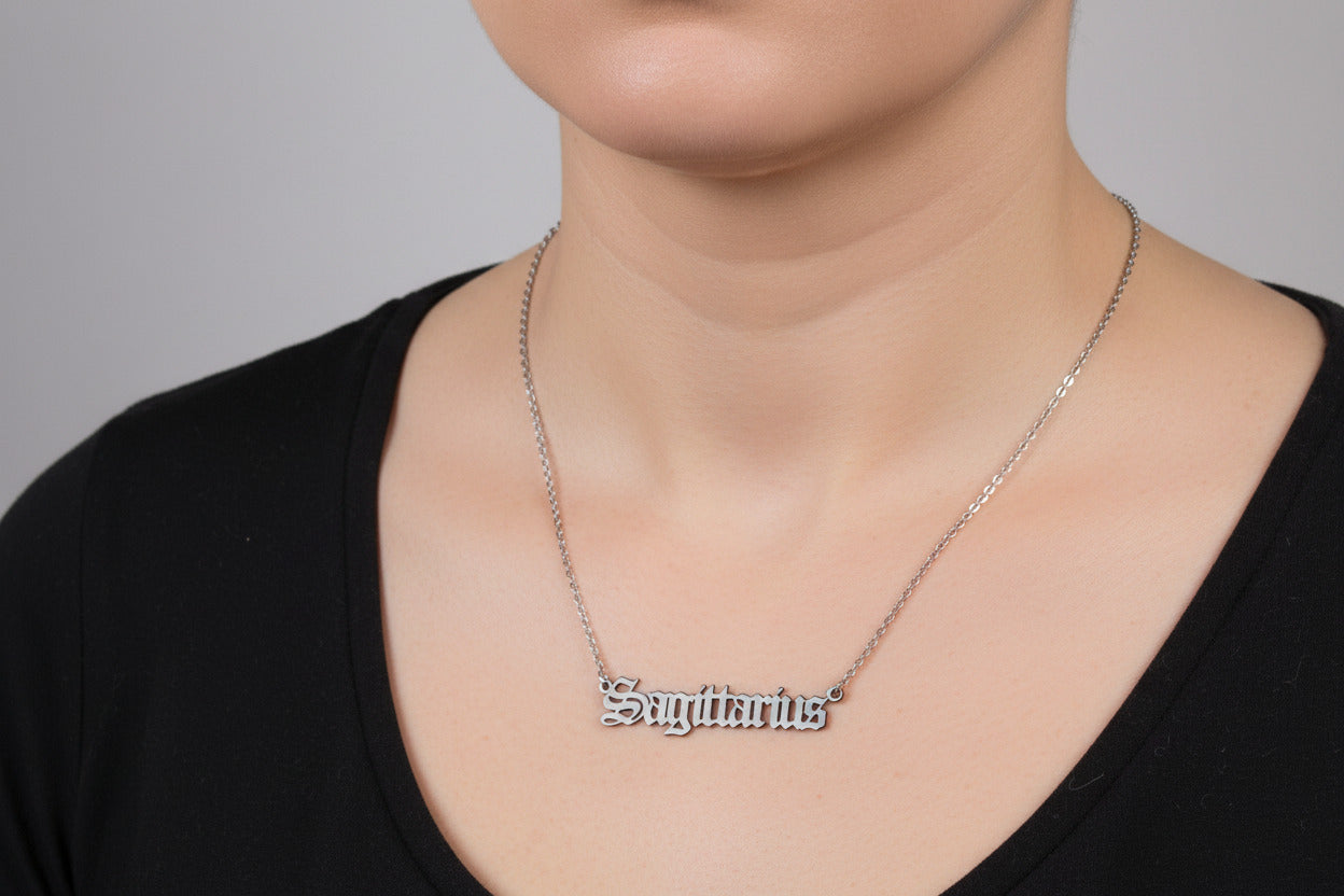Sagittarius Necklace • Old English Zodiac Astrology Pendant