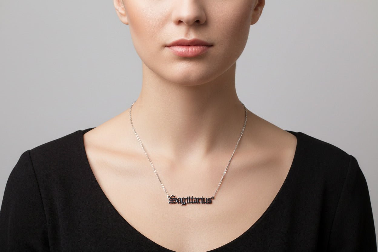 Sagittarius Necklace • Old English Zodiac Astrology Pendant