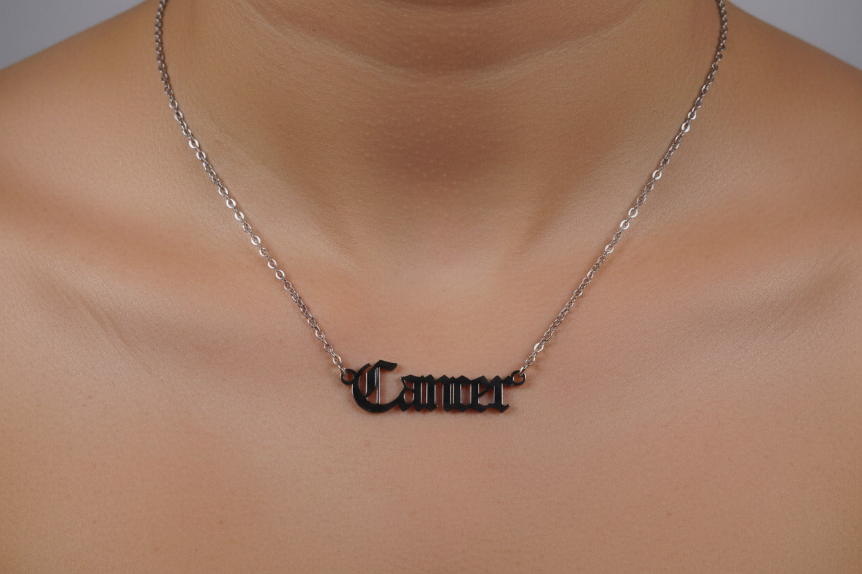 Cancer Zodiac Necklace • Old English Astrology Pendant