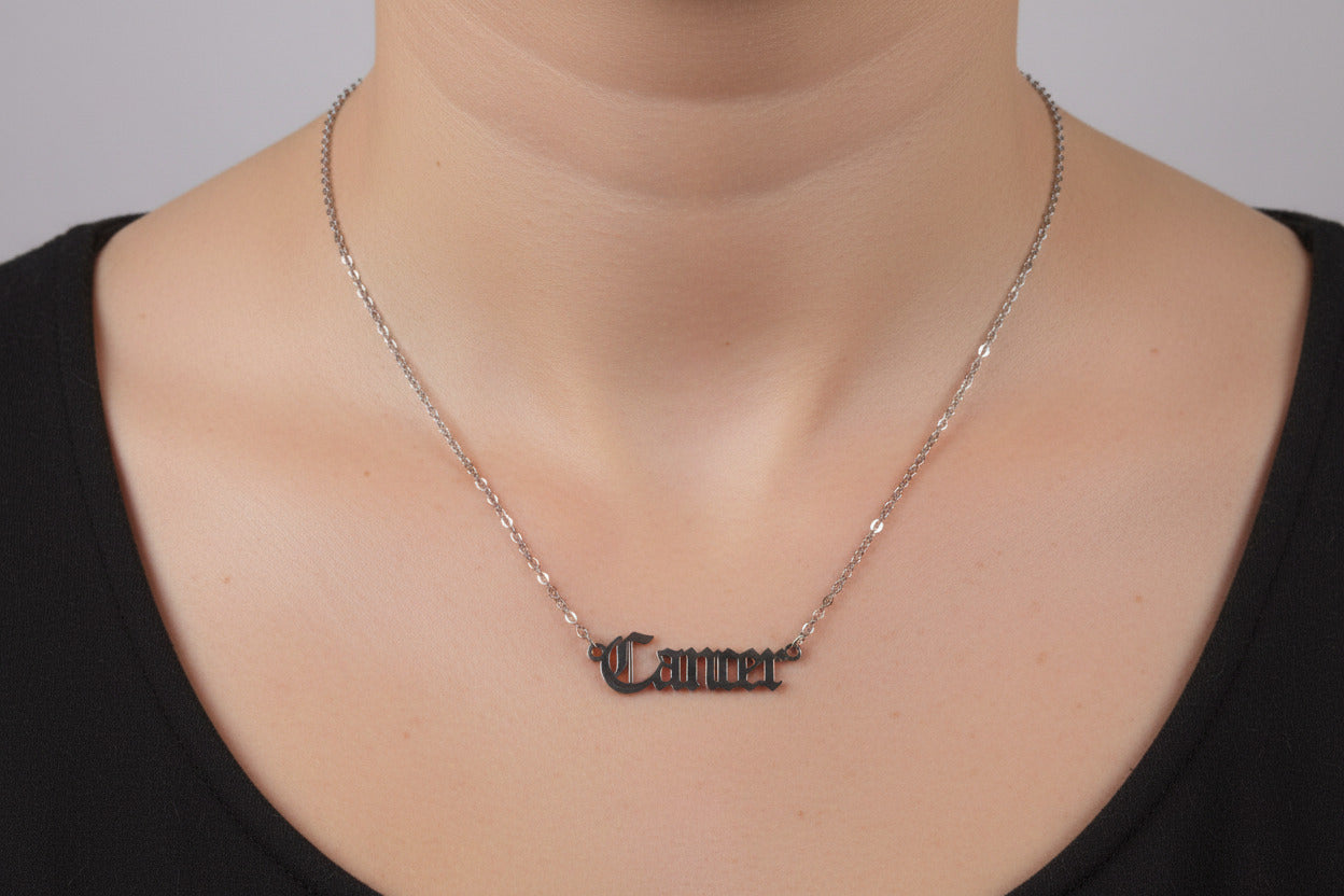 Cancer Zodiac Necklace • Old English Astrology Pendant