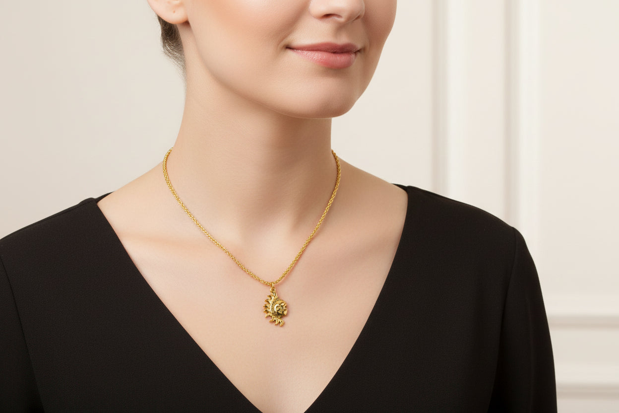 Gold Filled Sun Pendant Necklace • Celestial Boho Jewelry