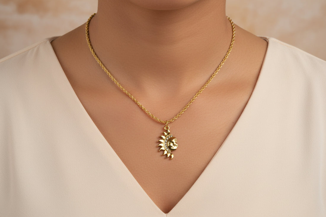Gold Filled Sun Pendant Necklace • Celestial Boho Jewelry