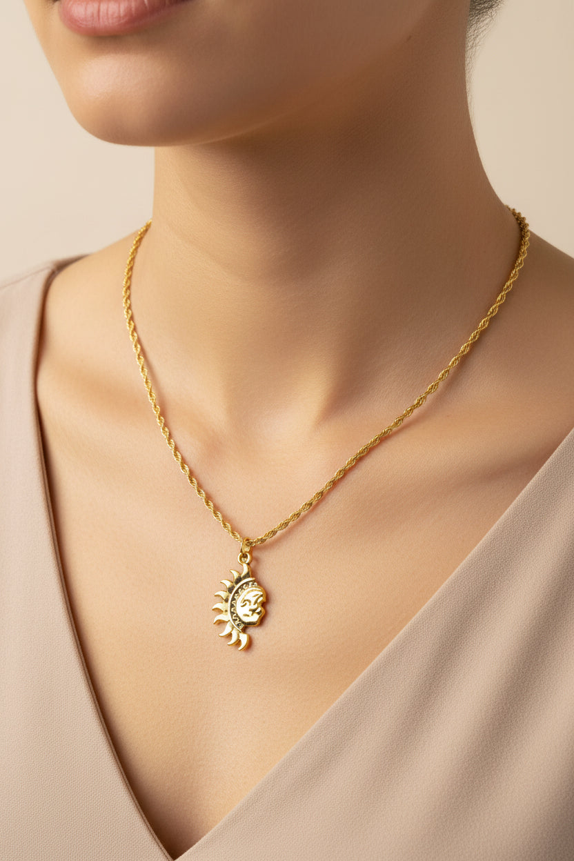 Gold Filled Sun Pendant Necklace • Celestial Boho Jewelry