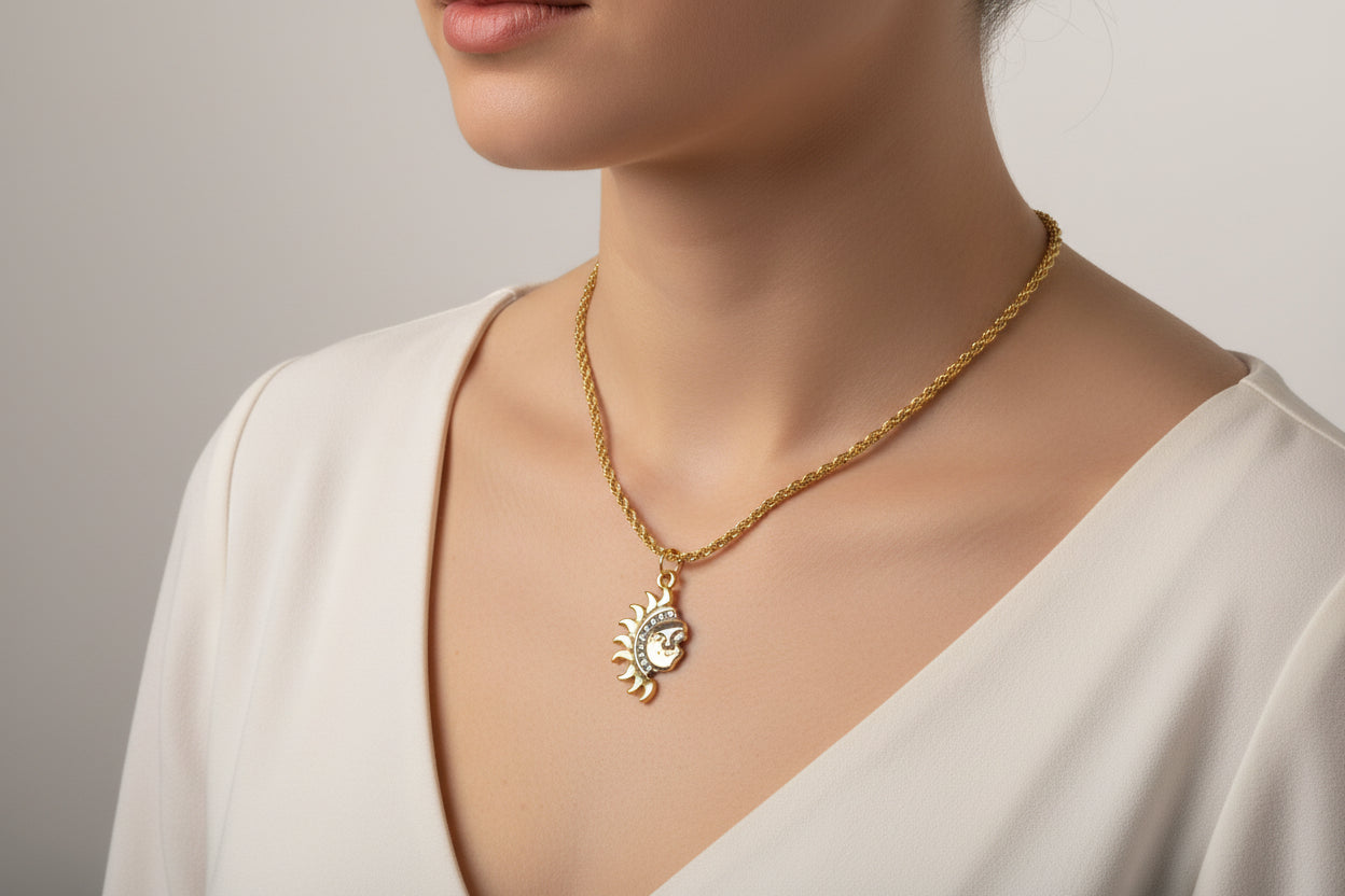 Gold Filled Sun Pendant Necklace • Celestial Boho Jewelry