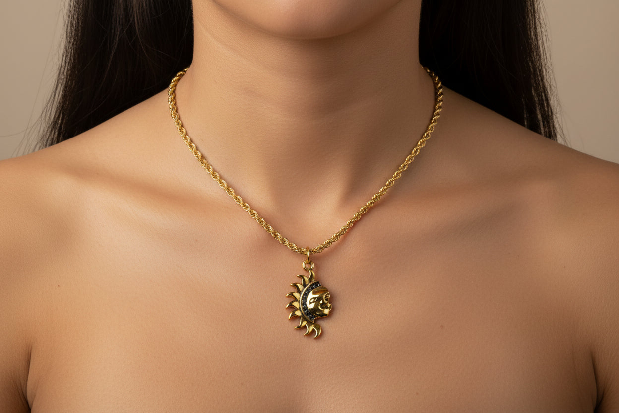 Gold Filled Sun Pendant Necklace • Celestial Boho Jewelry