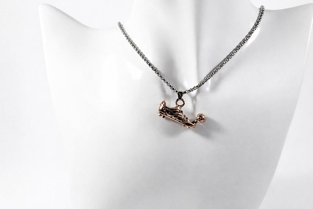 Football Boot & Ball Necklace – Silver Tone Sports Pendant on Chain, Unisex Football Gift