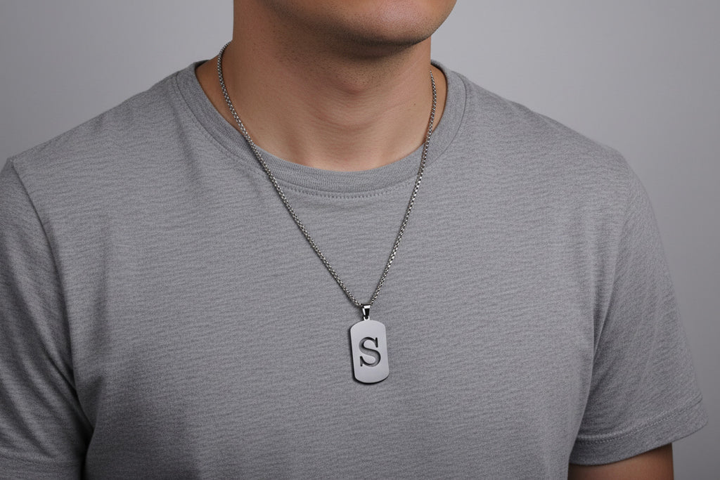 Letter S Initial Pendant – Stainless Steel Silver Alphabet Charm