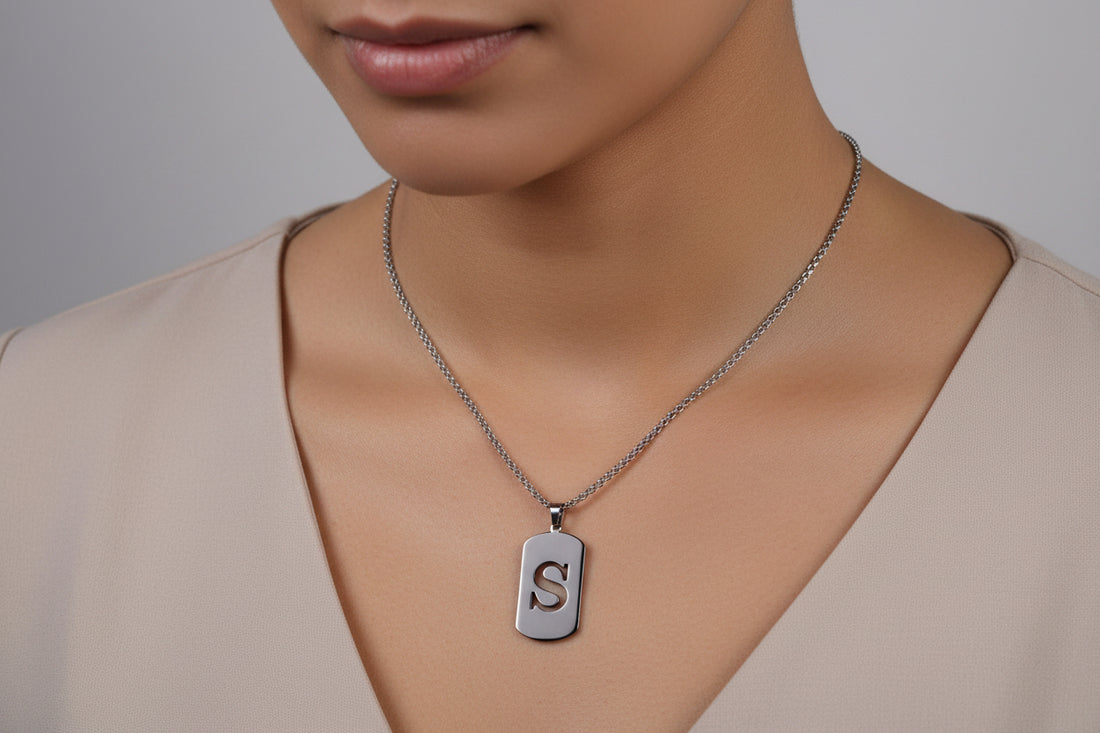 Letter S Silver Initial Pendant Necklace
