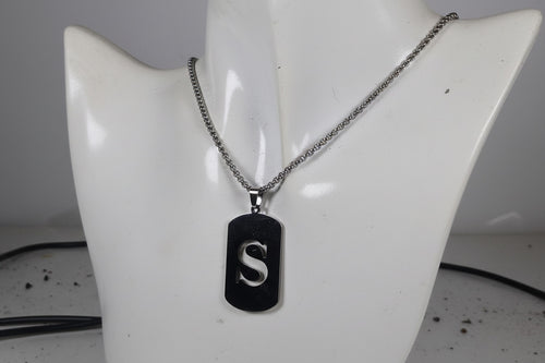 Letter S Initial Pendant – Stainless Steel Silver Alphabet Charm