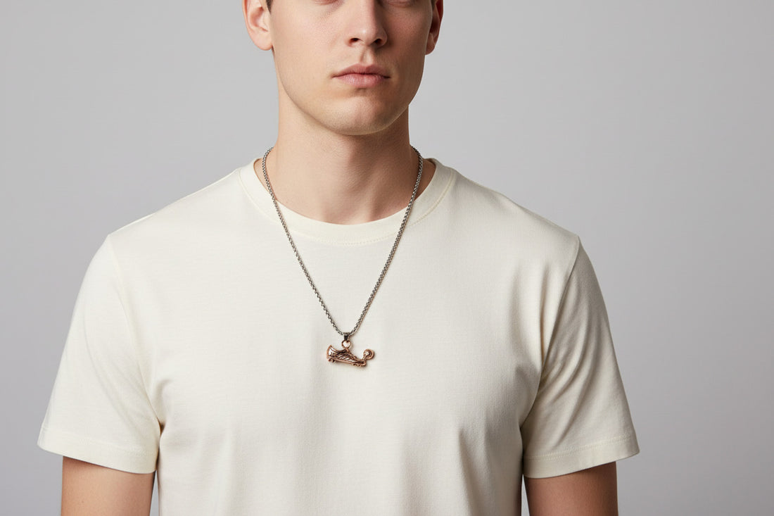 Football Boot & Ball Necklace – Silver Tone Sports Pendant on Chain, Unisex Football Gift