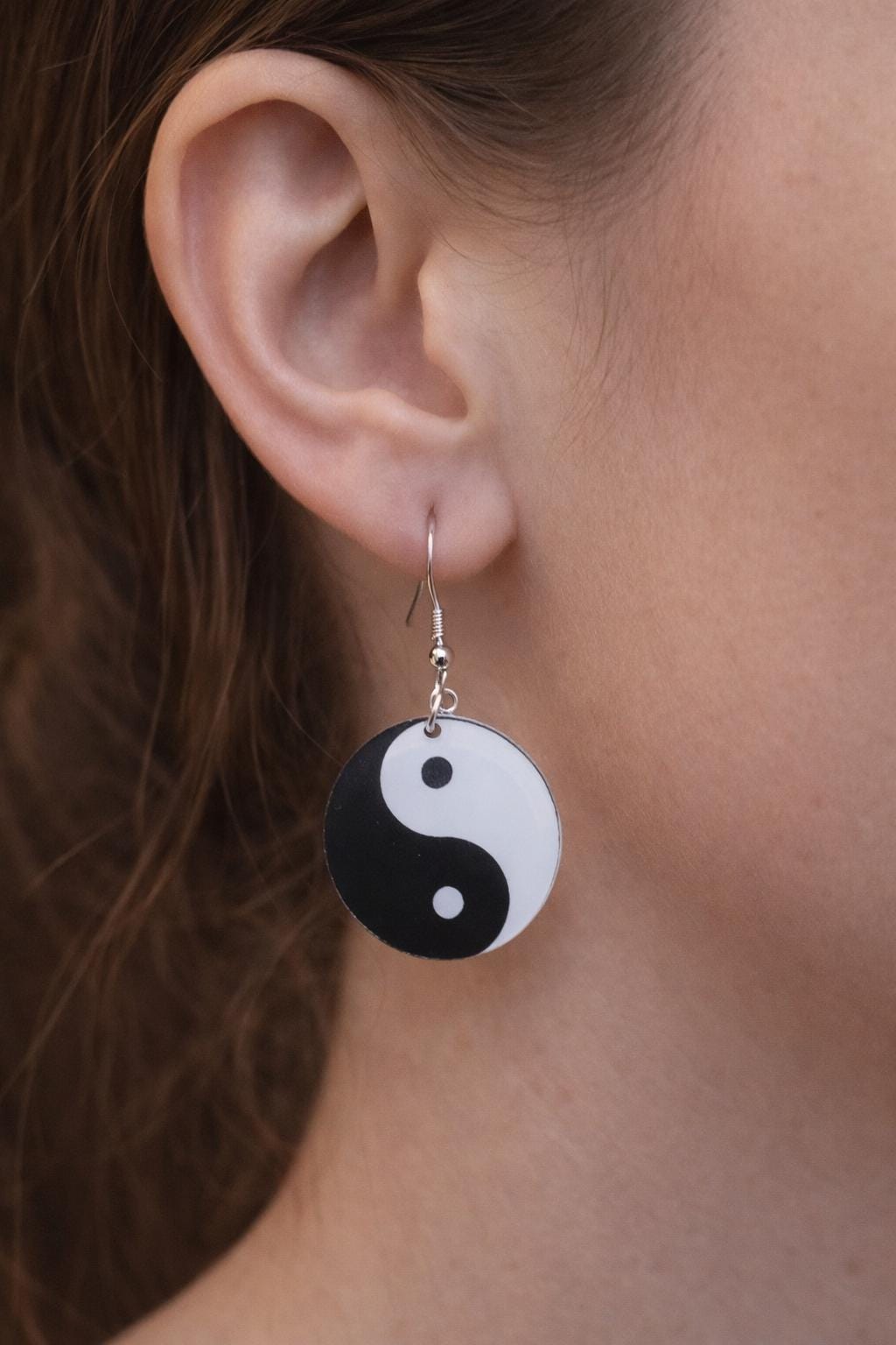 Yin Yang Dangle Earrings, Black and White Balance Earrings, Spiritual Symbol Jewellery, Zen Gift, Unisex Earrings