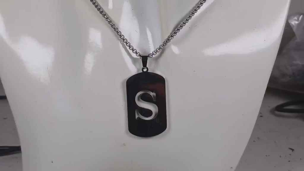 Letter S Initial Pendant – Stainless Steel Silver Alphabet Charm