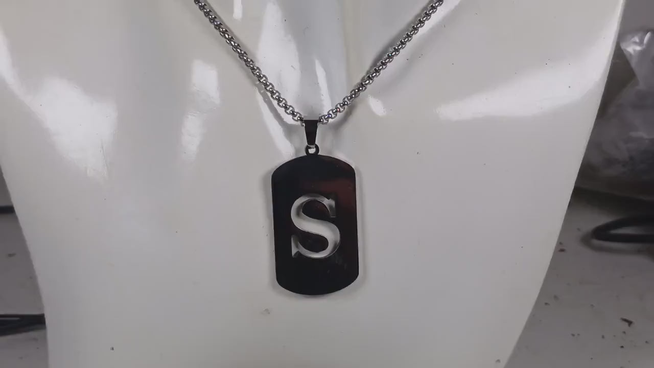 Letter S Initial Pendant – Stainless Steel Silver Alphabet Charm