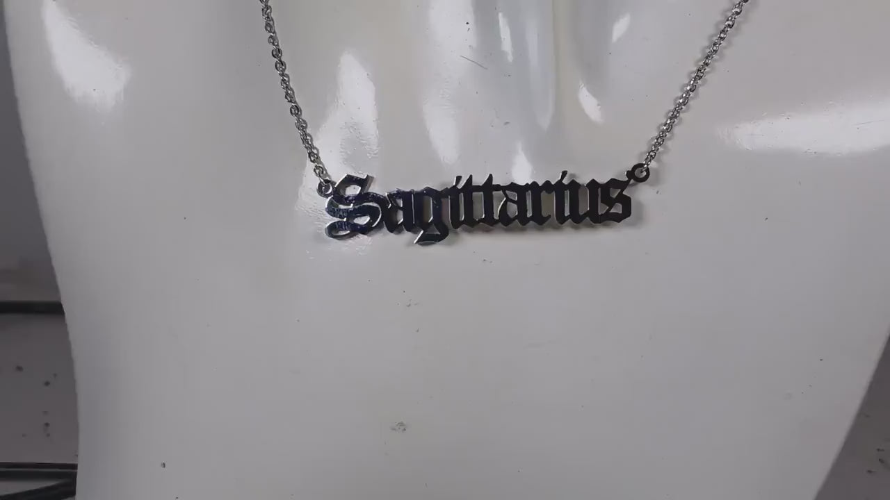 Sagittarius Necklace • Old English Zodiac Astrology Pendant