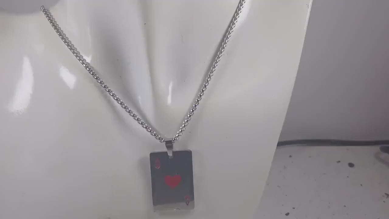 Ace of Hearts Pendant Necklace – Unisex Poker Card Jewelry