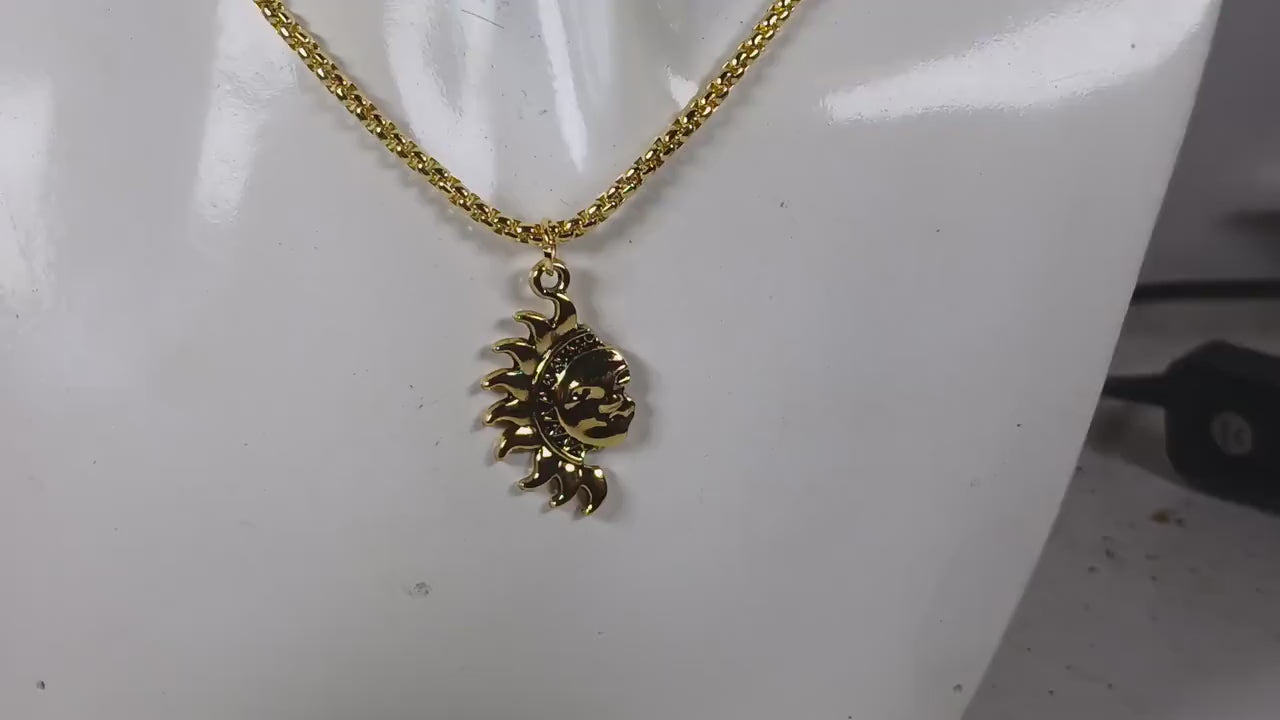 Gold Filled Sun Pendant Necklace • Celestial Boho Jewelry