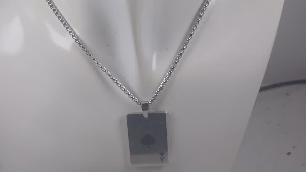 Ace of Spades Heart Pendant Necklace, Casino Jewelry Gift