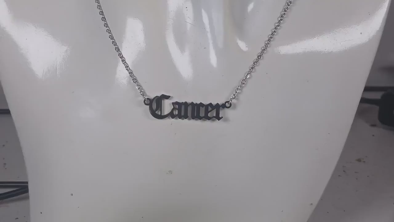 Cancer Zodiac Necklace • Old English Astrology Pendant